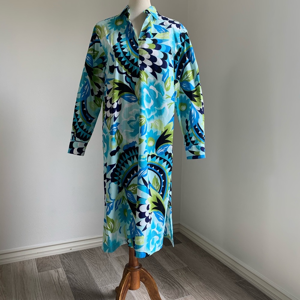 MaxMara Graphic Floral Button Front Shirt Dress